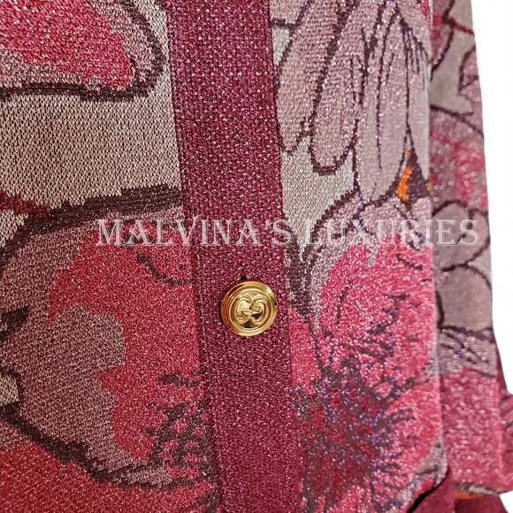 GUCCI SWEATER NOJUM LUREX FLORAL CARDIGAN VOLUMINOUS SLEEVES sz L LARGE - Picture 7 of 16